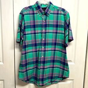 Ralph Lauren Multi Color Short Sleeve Collar Shirt Size L Classic Fit